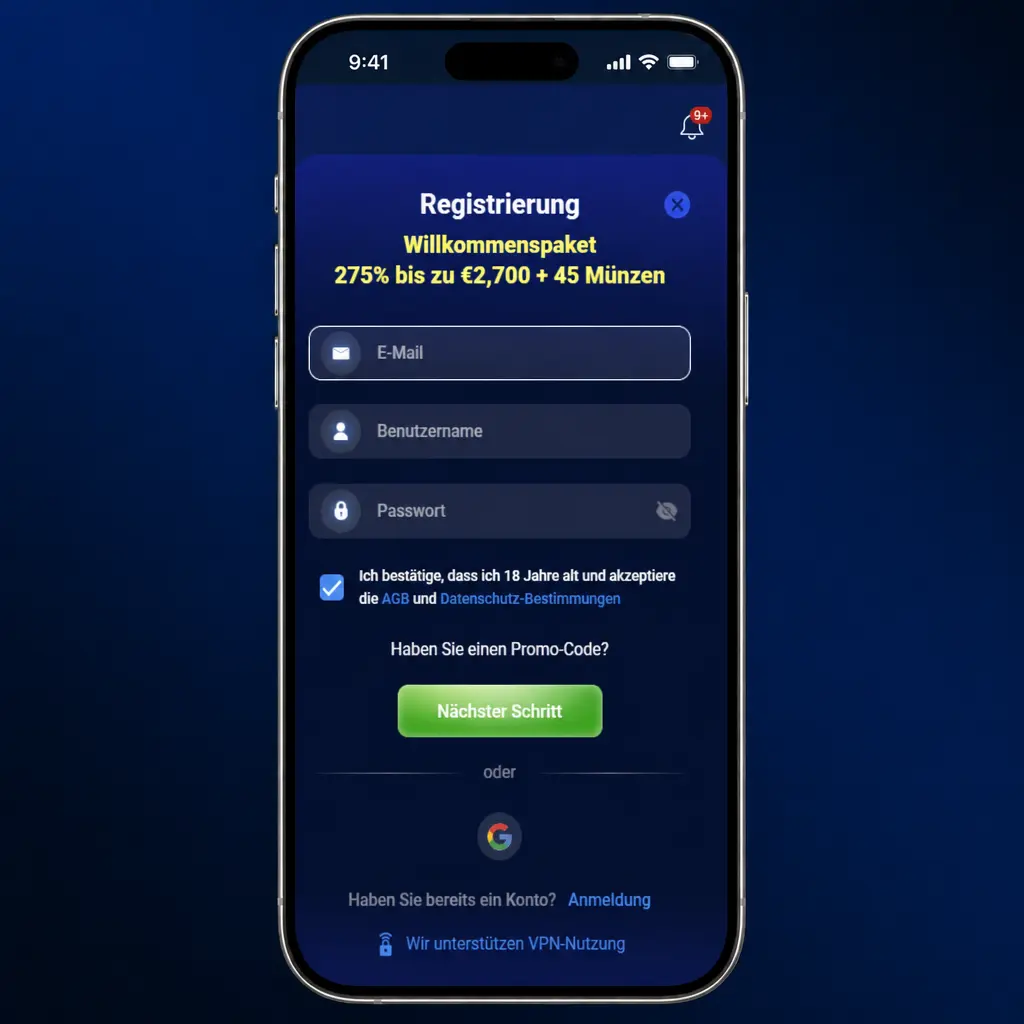 Azurslot Registrierung: Konto in 5 Schritten mit E-Mail, Mobilnummer und deutschen Adressdaten erstellen